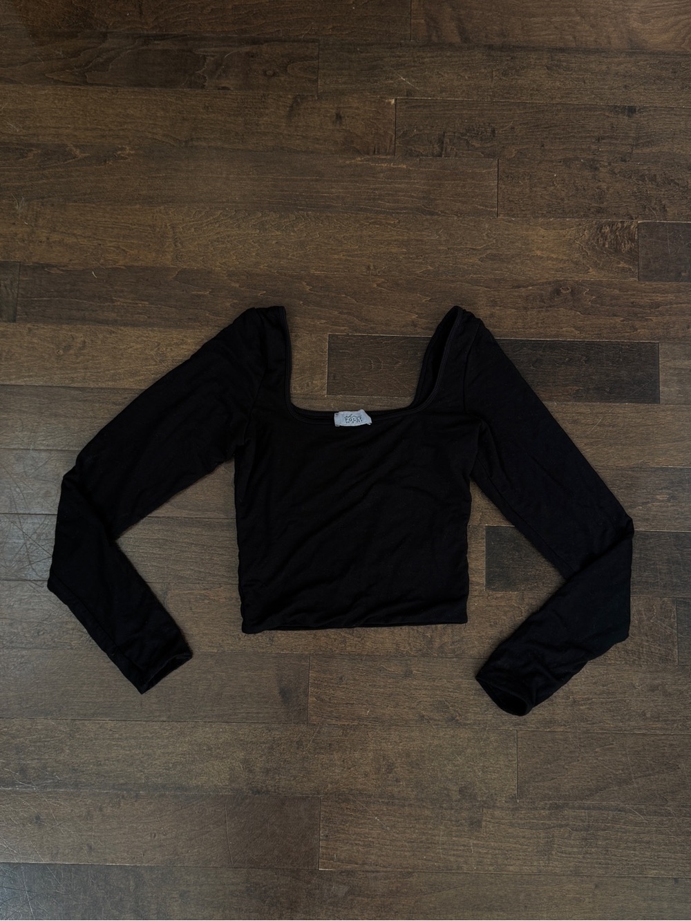 Oh Polly double lined sculpting square neck black longsleeve top